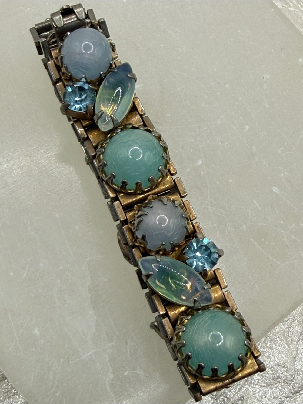 Sensational vintage MCM mermaid opalite cabachon bracelet rare piece 6.5